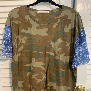 Barely worn free people camo shirt